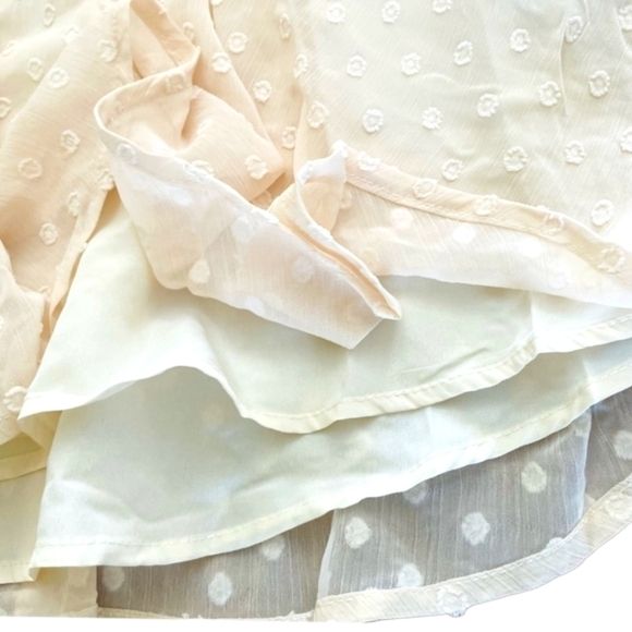 Lumiere UO Swiss Dot Chiffon Dress White on Cream A-line Lined Flowy MED NWT - Picture 8 of 12